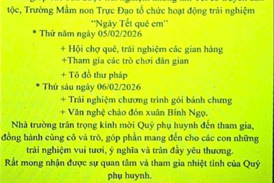 Thư mời hoạt động trải nghiệm Tết cho trẻ
